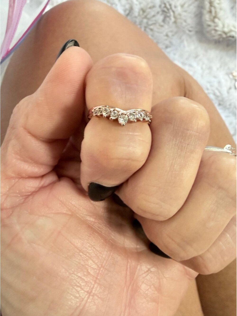 Fragrant Jewels Rose Gold Crown Tiara Stacking Ring Size 5 - Picture 3 of 5